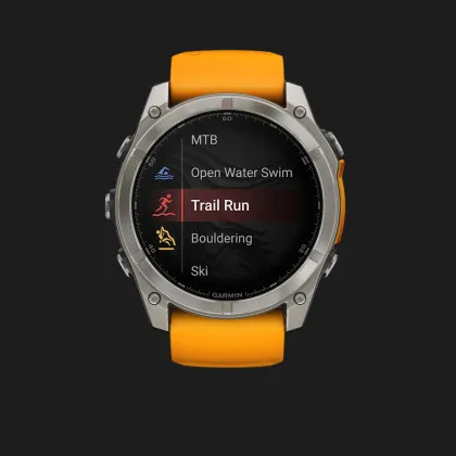 Garmin Fenix 8 51mm AMOLED Sapphire Titanium with Spark Orange/Graphite Silicone Band (010-02905-10/11) в Херсоне