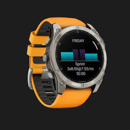 Garmin Fenix 8 51mm AMOLED Sapphire Titanium with Spark Orange/Graphite Silicone Band (010-02905-10/11) в Херсоне