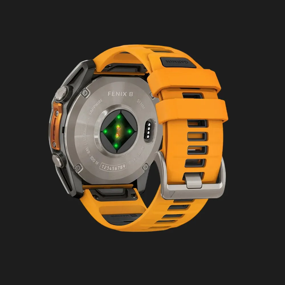 Garmin Fenix 8 51mm AMOLED Sapphire Titanium with Spark Orange/Graphite Silicone Band (010-02905-10/11)