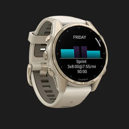 Garmin Fenix 8 43mm AMOLED Sapphire Soft Gold with Fog Gray/Dark Sandstone Silicone Band в Києві