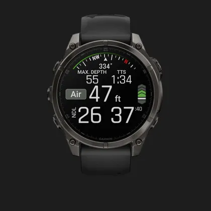 Garmin Fenix 8 47mm AMOLED Sapphire Carbon Gray DLC Titanium with Black/Pebble Gray Silicone Band в Бродах