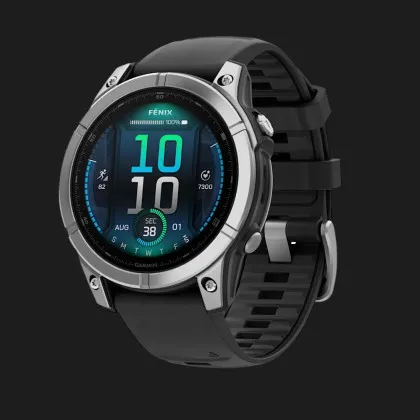 Garmin Fenix E 47mm AMOLED Stainless Steel with Black Silicone Band