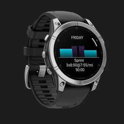 Garmin Fenix E 47mm AMOLED Stainless Steel with Black Silicone Band в Полтаві