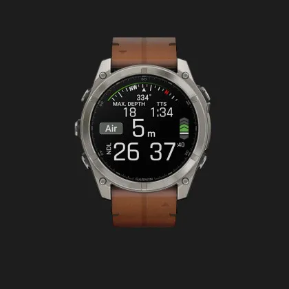 Garmin Fenix 8 51mm AMOLED Sapphire Carbon Grey DLC with Chestnut Leather Band (010-02905-40) в Херсоне
