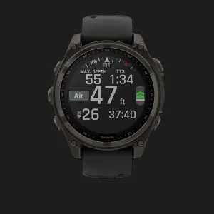 Garmin Fenix 8 47mm Solar Sapphire Carbon Gray DLC Titanium with Black/Pebble Gray Silicone Band