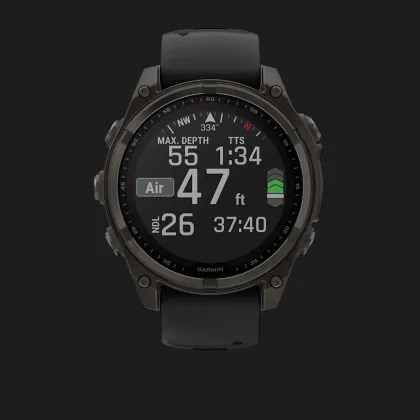 Garmin Fenix 8 47mm Solar Sapphire Carbon Gray DLC Titanium with Black/Pebble Gray Silicone Band в Вараше