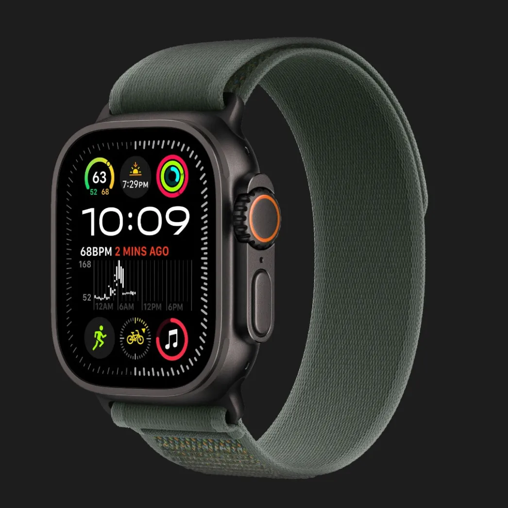 Apple Watch Ultra 2 49mm GPS + LTE Black Titanium Case with Green Trail Loop S/M (MYTJ3, MYQ33)