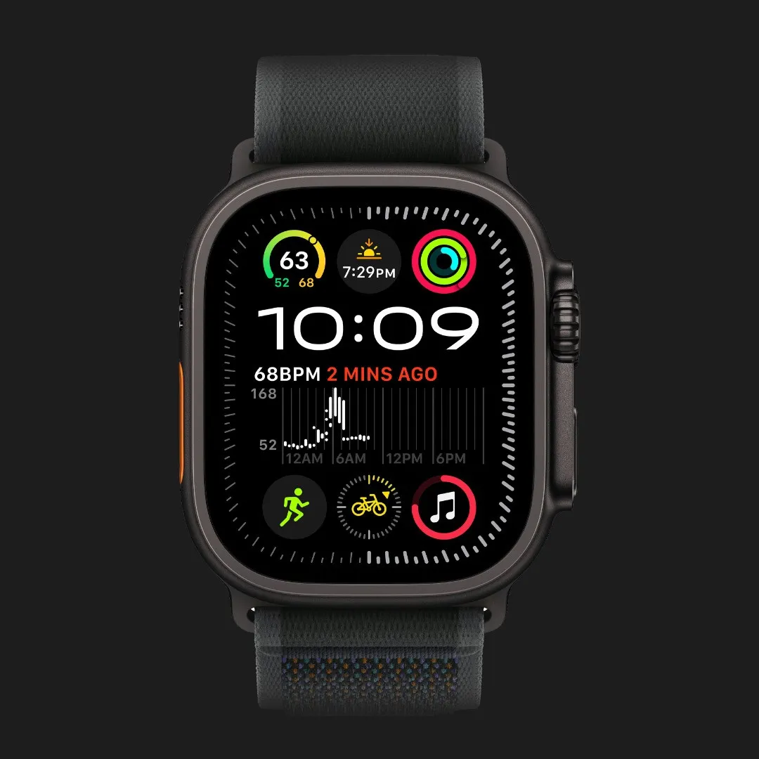 Apple Watch Ultra 2 49mm GPS + LTE Black Titanium Case with Black Trail Loop M/L (MX4V3)