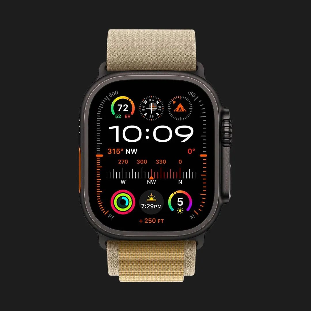 Apple Watch Ultra 2 49mm GPS + LTE Black Titanium Case with Tan Alpine Loop Medium (MYTF3, MYQ13)