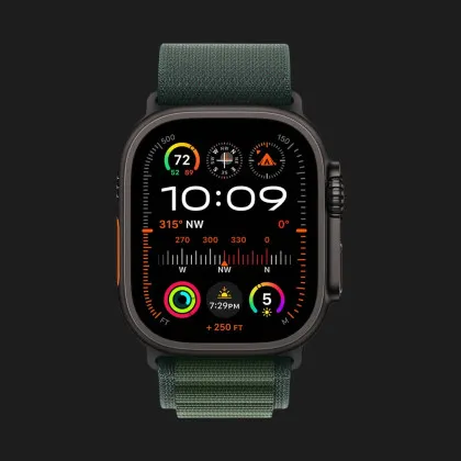 Apple Watch Ultra 2 49mm GPS + LTE Black Titanium Case with Dark Green Alpine Loop Medium (MX4R3) у Запоріжжі