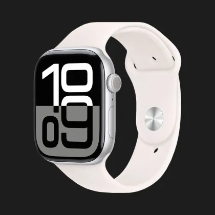 Apple Watch Series 10 46mm Silver Aluminum Case with Light Blush Sport Band