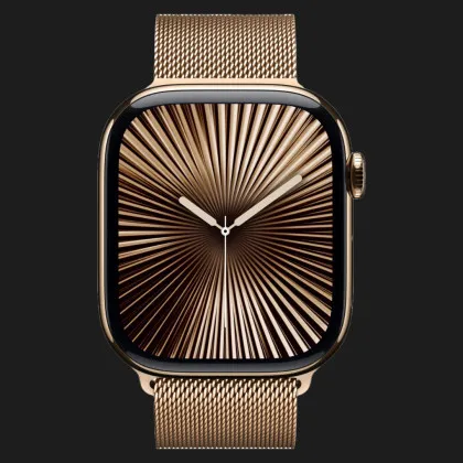 Apple Watch Series 10 GPS + LTE, 42mm Gold Titanium Case with Gold Milanese Loop