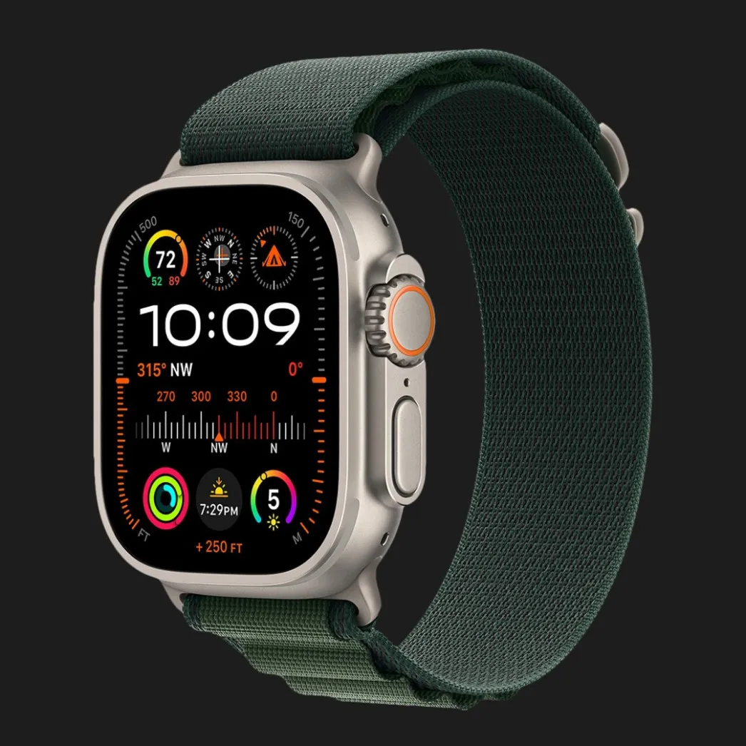 Apple Watch Ultra 2 49mm GPS + LTE Titanium Case with Dark Green Alpine Loop Medium (MYD13)