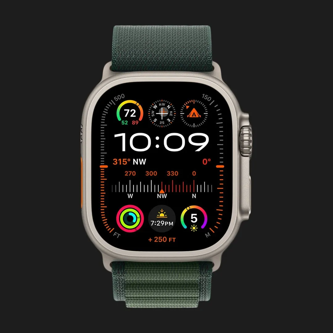 Apple Watch Ultra 2 49mm GPS + LTE Titanium Case with Dark Green Alpine Loop Large (MYD23)