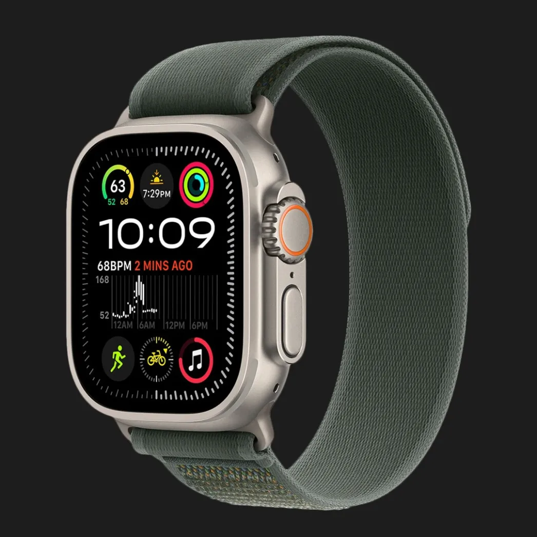 Apple Watch Ultra 2 49mm GPS + LTE Titanium Case with Green Trail Loop M/L (MYT73, MXTP3)