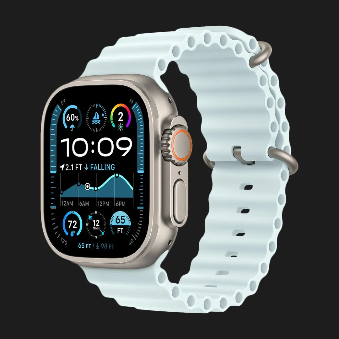 Apple Watch Ultra 2 49mm GPS + LTE Titanium Case with Ice Blue Ocean Band (MYT03, MXTF3)