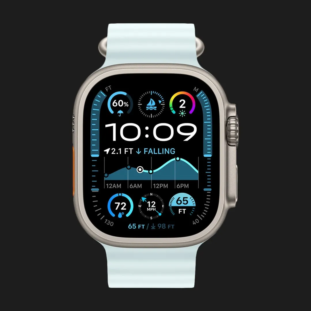 Apple Watch Ultra 2 49mm GPS + LTE Titanium Case with Ice Blue Ocean Band (MYT03, MXTF3)