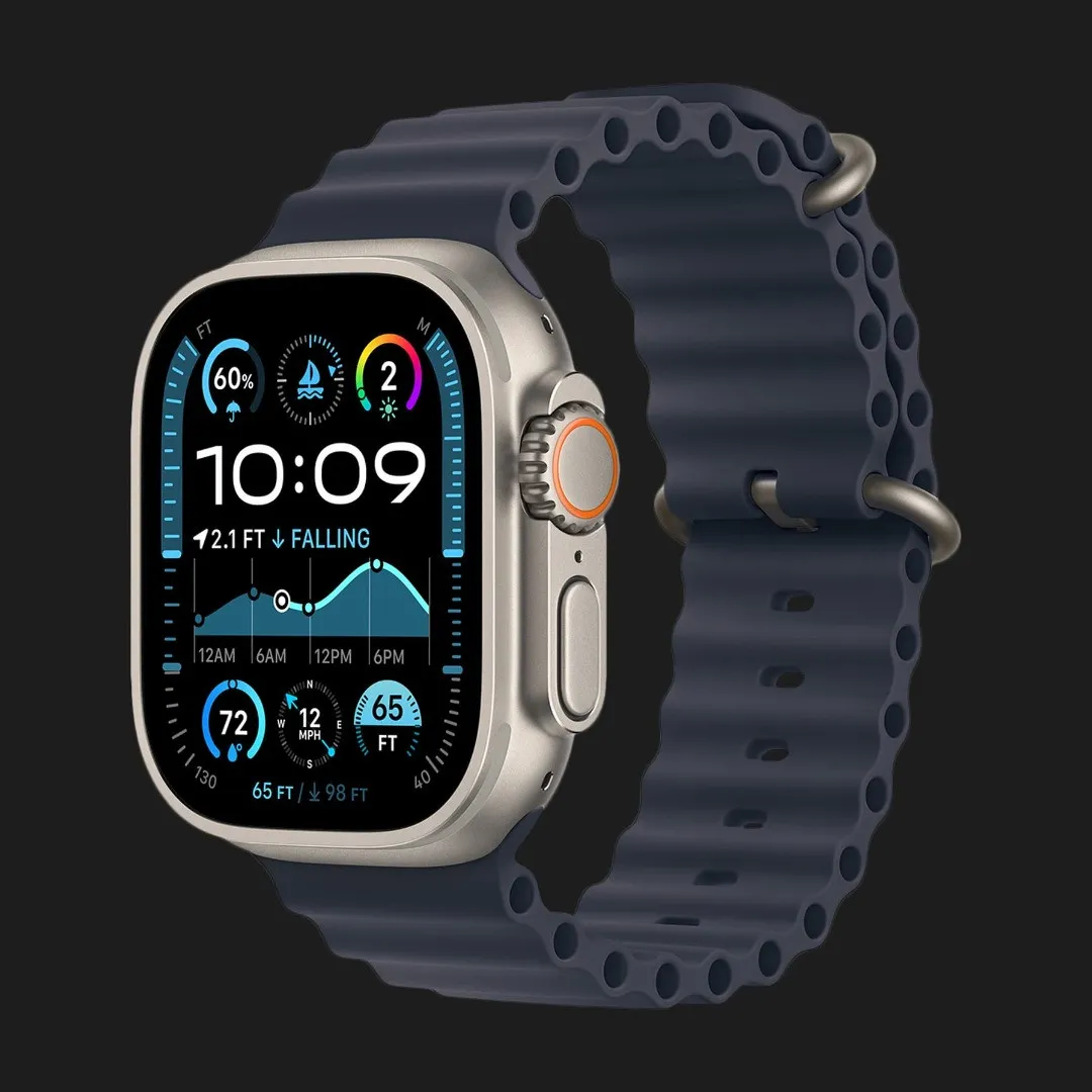 Apple Watch Ultra 2 49mm GPS + LTE Titanium Case with Navy Ocean Band (MX4D3)