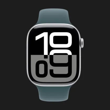 Apple Watch Series 10 GPS, 42mm Silver Aluminum Case with Lake Green Sport Band (M/L)