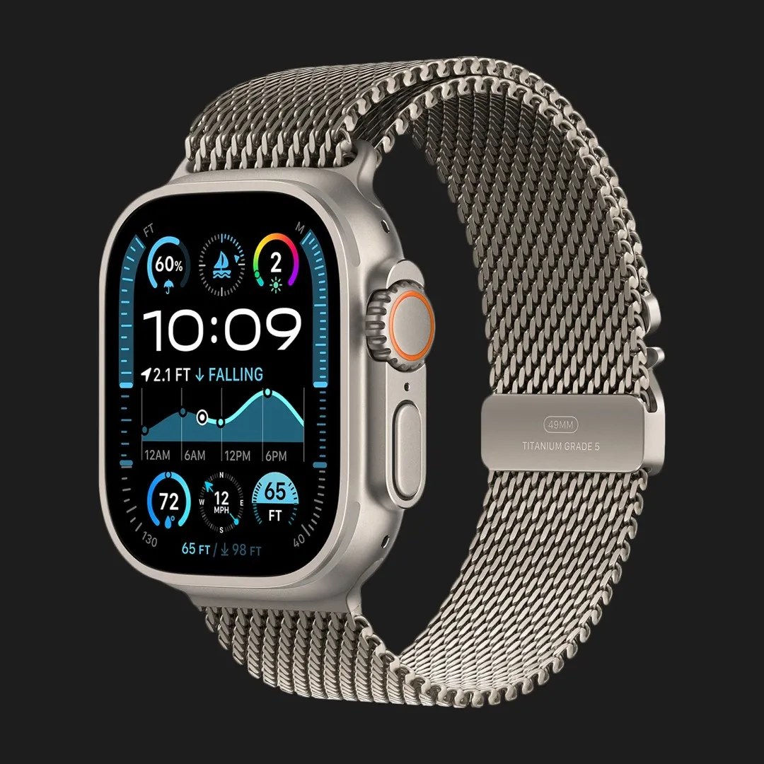 Apple Watch Ultra 2 49mm GPS + LTE Titanium Case with Natural Titanium Milanese Loop Medium (MX5R3)