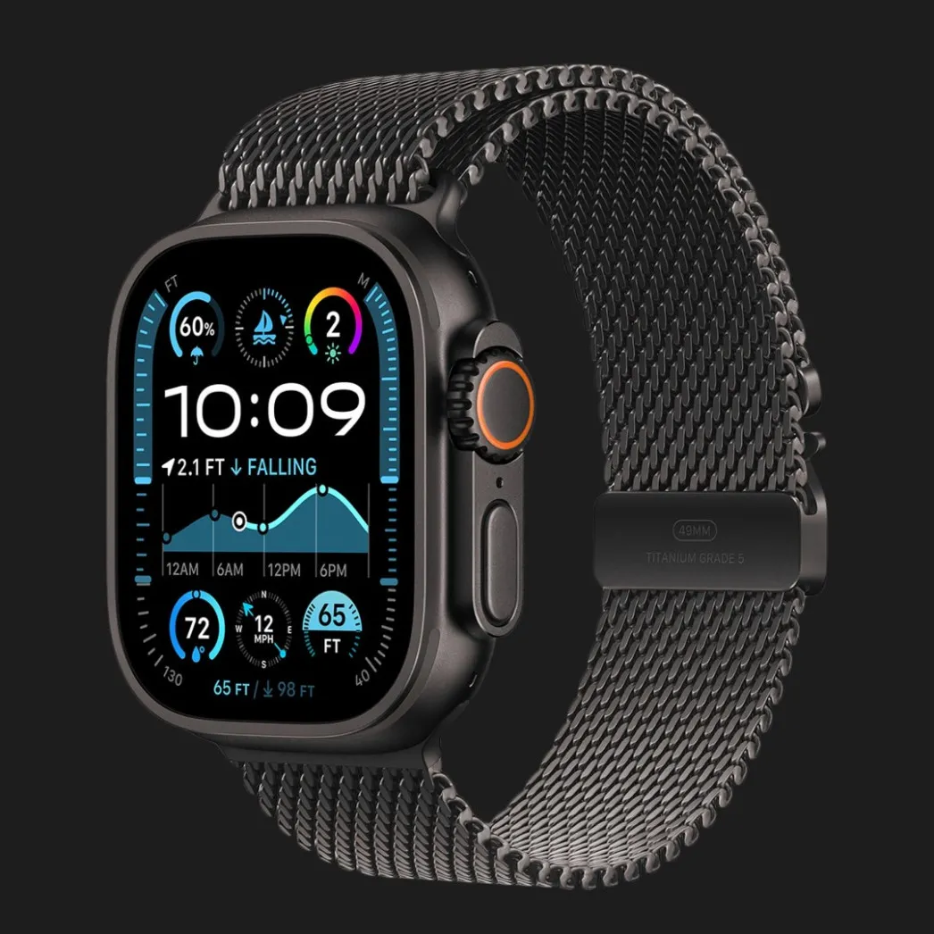 Apple Watch Ultra 2 49mm GPS + LTE Black Titanium Case with Black Titanium Milanese Loop Medium (MX5U3)