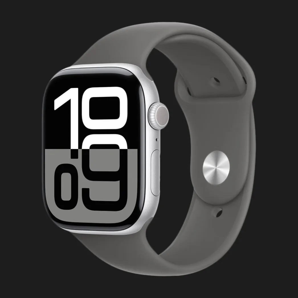 Apple Watch Series 10 GPS, 46mm Silver Aluminum Case with Stone Gray Sport Band (M/L)