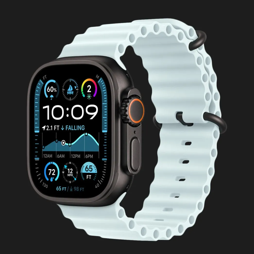 Apple Watch Ultra 2 49mm GPS + LTE Black Titanium Case with Ice Blue Ocean Band (MYTC3, MYP83)
