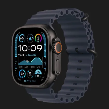 Apple Watch Ultra 2 49mm GPS + LTE Black Titanium Case with Navy Ocean Band (MYTC3, MYPA3) у Запоріжжі