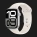 Apple Watch Series 10 GPS, 46mm Silver Aluminum Case with Starlight Sport Band (S/M)