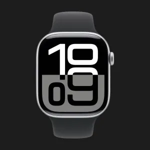 б/у Apple Watch Series 10 GPS, 46mm Silver Aluminum Case with Black Sport Band (M/L) (Хороший стан)