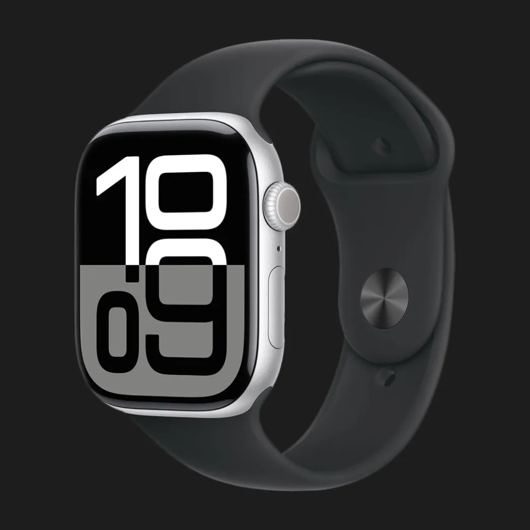Apple Watch Series 10 GPS, 42mm Silver Aluminum Case with Black Sport Band (M/L)