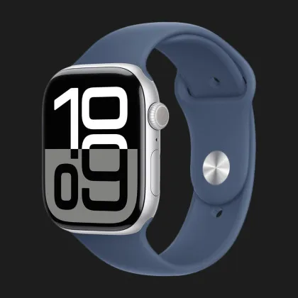 Apple Watch Series 10 GPS, 46mm Silver Aluminum Case with Denim Sport Band (M/L) (MWWM3) в Дубно