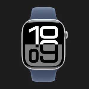 Apple Watch Series 10 GPS, 42mm Silver Aluminum Case with Denim Sport Band (M/L) (MWWC3) (Ultra)
