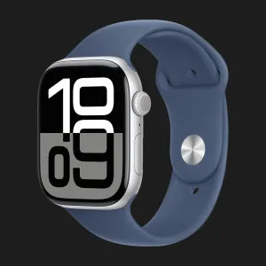 Apple Watch Series 10 GPS, 42mm Silver Aluminum Case with Denim Sport Band (M/L) (MWWC3) (Ultra)