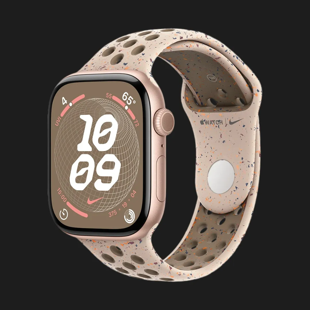 Apple Watch Series 10 GPS 46mm Rose Gold Aluminum Case with Desert Stone Nike Sport Band M L 0
