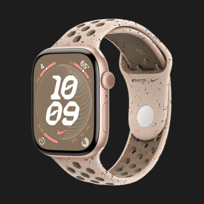 Apple Watch Series 10 GPS, 46mm Rose Gold Aluminum Case with Desert Stone Nike Sport Band (M/L)