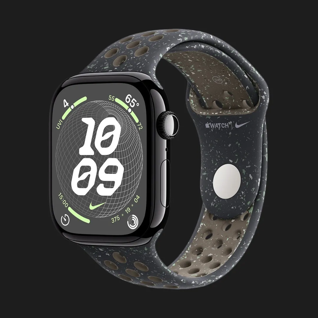 Apple Watch Series 10 GPS, 42mm Jet Black Aluminum Case with Midnight Sky Nike Sport Band (S/M)