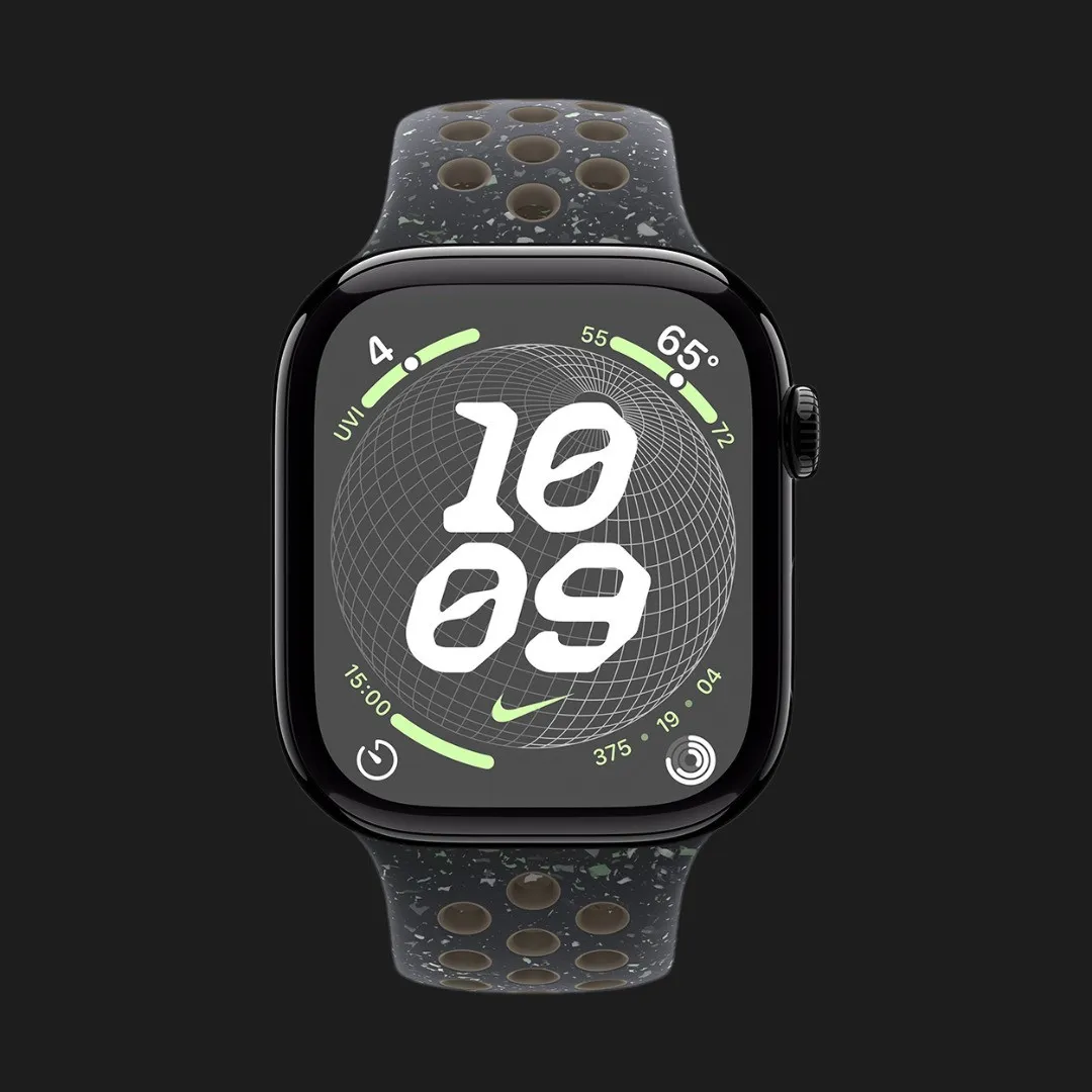 Apple Watch Series 10 GPS, 42mm Jet Black Aluminum Case with Midnight Sky Nike Sport Band (S/M)