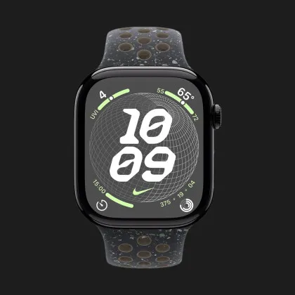 Apple Watch Series 10 GPS, 42mm Jet Black Aluminum Case with Midnight Sky Nike Sport Band (S/M)