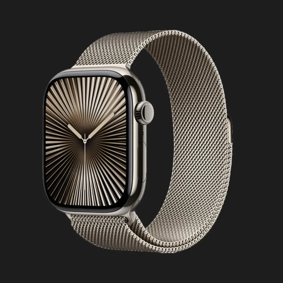Apple Watch Series 10 GPS + LTE, 46mm Natural Titanium Case with Natural Milanese Loop (M/L) (MWYC3)