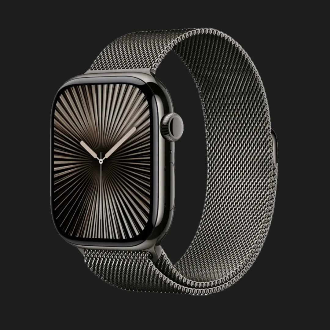 Apple Watch Series 10 GPS + LTE, 46mm Slate Titanium Case with Slate Milanese Loop (S/M) (MC7R4)