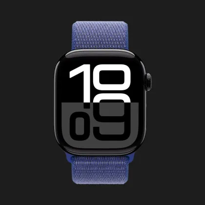 Apple Watch Series 10 GPS 42mm Jet Black Aluminum Case with Ultramarine Sport Loop