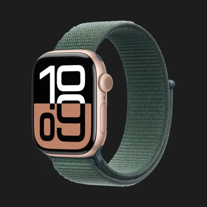 Apple Watch Series 10 GPS 42mm Rose Gold Aluminum Case with Lake Green Sport Loop