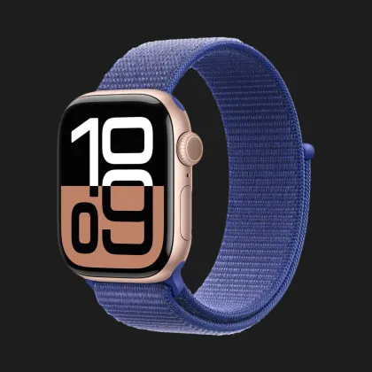 Apple Watch Series 10 GPS 42mm Rose Gold Aluminum Case with Ultramarine Sport Loop