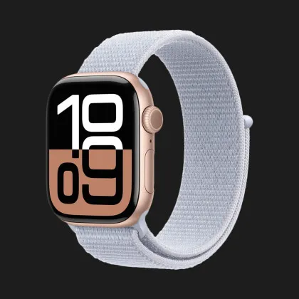 Apple Watch Series 10 GPS 42mm Rose Gold Aluminum Case with Blue Cloud Sport Loop