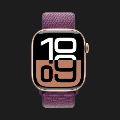 Apple Watch Series 10 GPS 42mm Rose Gold Aluminum Case with Plum Sport Loop (MWWK3)