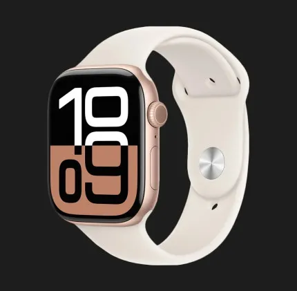 Apple Watch Series 10 GPS, 42mm Rose Gold Aluminum Case with Light Blush Sport Band (S/M) (MWWH3)