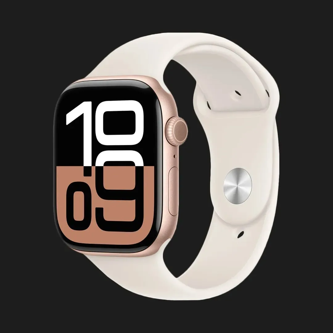 Apple Watch Series 10 GPS, 46mm Rose Gold Aluminum Case with Light Blush Sport Band (S/M) (MWWT3)