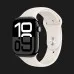 Apple Watch Series 10 GPS, 42mm Jet Black Aluminum Case with Starlight Sport Band (S/M)