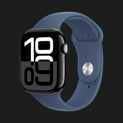 Apple Watch Series 10 GPS, 42mm Jet Black Aluminum Case with Denim Sport Band (М/L)